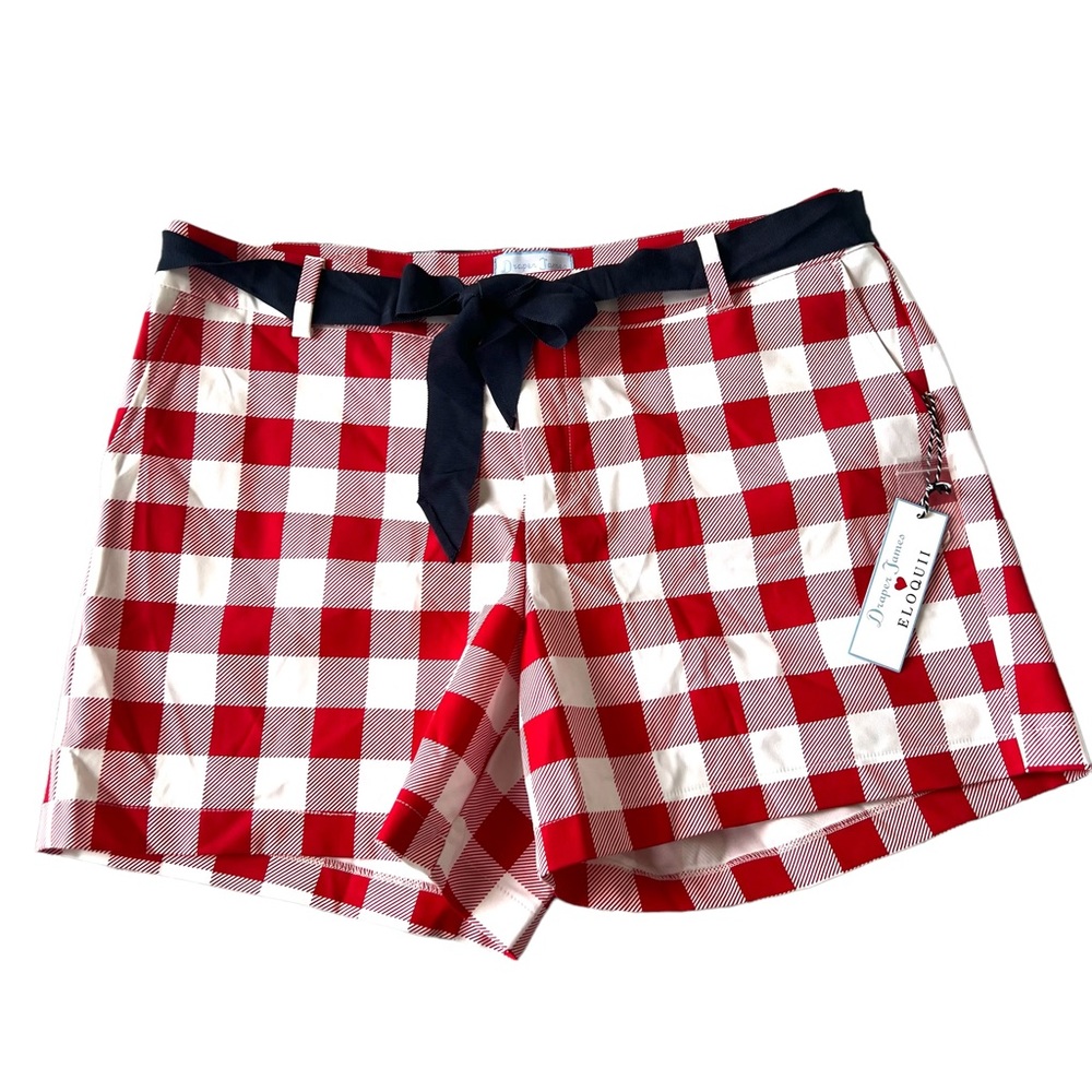NWT Draper James Eloquii Shorts Women's 14 Parton Check Red Pin Up Picnic Pocket